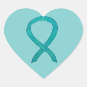 Teal Awareness Ribbon Custom Art Sticker Decals