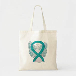 Teal Awareness Ribbon Custom Tote Bag