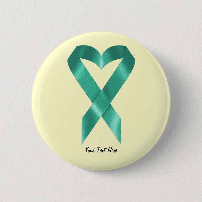 Teal Awareness Ribbon (customisable) 6 Cm Round Badge (Front)