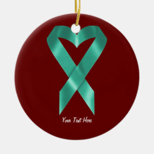 Teal Awareness Ribbon (customisable) Ceramic Tree Decoration
