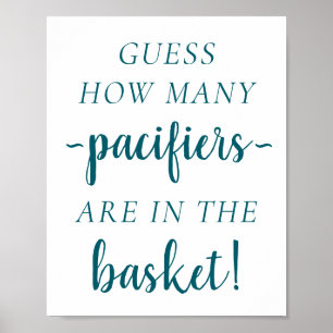 Teal Baby Shower   Aqua Guess How Many Table Sign
