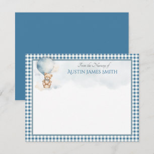 Teal Baby Shower Teddy Bear Balloon Card