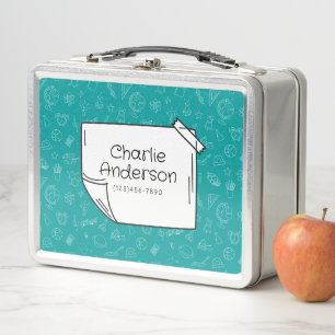 Teal Back To School Icons Lunch Box