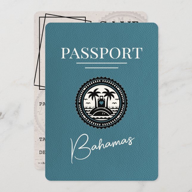 Teal Bahamas Passport Save The Date (Front/Back)
