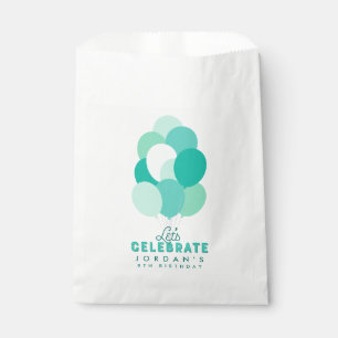 Teal Balloons Let's Celebrate Any Age Birthday Favour Bags