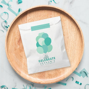 Teal Balloons Let's Celebrate Any Age Birthday Favour Bags