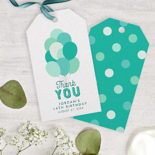 Teal Balloons Thank You Gift Tags