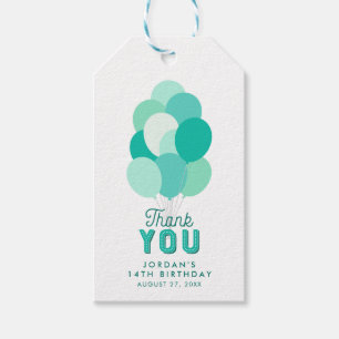 Teal Balloons Thank You Gift Tags
