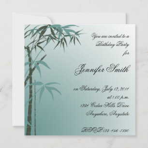 Teal Bamboo Birthday Invitation