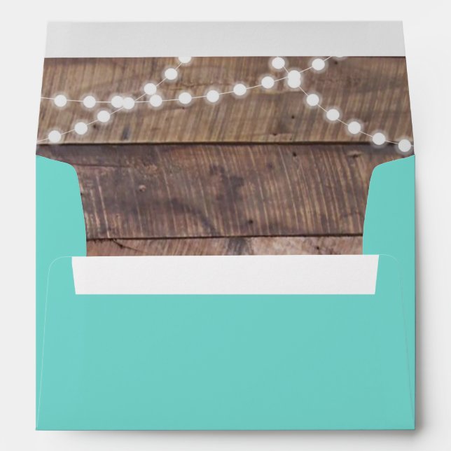 Teal Barnwood Lights Personalised Envelopes (Back (Bottom))