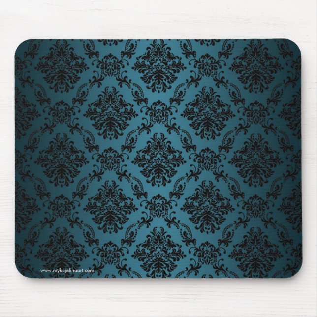 Teal Baroque Gothic Victorian Patten Mousepad (Front)