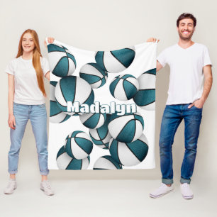 teal basketball team colours kids sports room deco fleece blanket