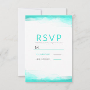 Teal Beach Aqua Watercolor Modern Wedding RSVP Card