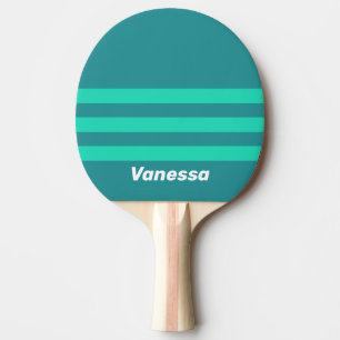 Teal Beach Breeze Across Striping with Name Ping Pong Paddle