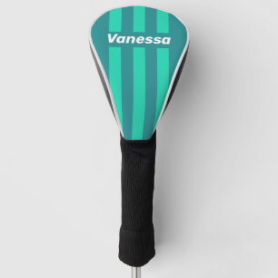 Teal Beach Breeze Pin Stripes with Name Golf Head Cover