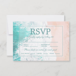 Teal Beach Ocean Sand Wedding RSVP Card