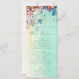 Teal Beach Sand Rock Wedding Details Guest Menu Invitation