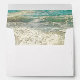 Teal Beach Sea Waves Destination Wedding Envelopes
