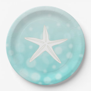 Teal Beach Themed Starfish Paper Plates