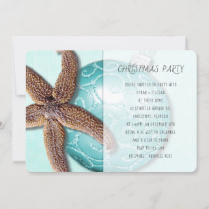 Teal Beach Tropical Christmas Party Invitation