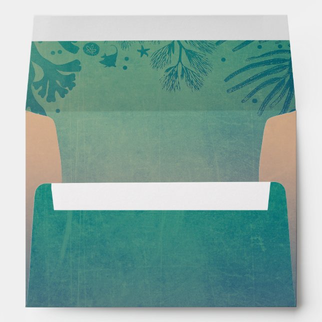 teal beach wedding underwater corals envelope (Back (Bottom))