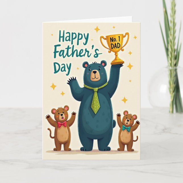 Teal Bear Fathers Day Show Card (Front)