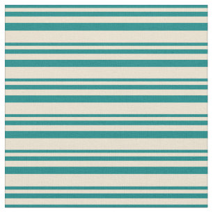Teal & Beige Pattern of Stripes Fabric