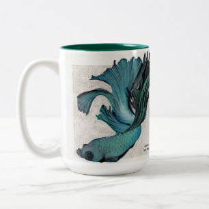 Teal Betta Fish Personalise Large Coffee Mug