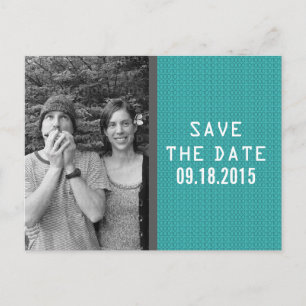 Teal Binary Code Photo Save the Date Postcard