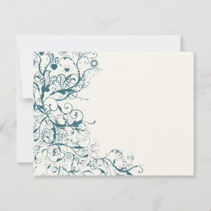 Teal Birds & Swirls Wedding RSVP  Card