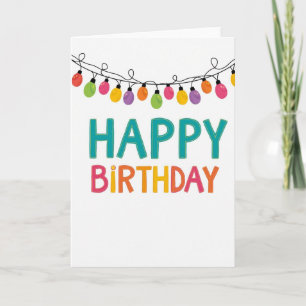 Teal Birthday Letter Lights Card