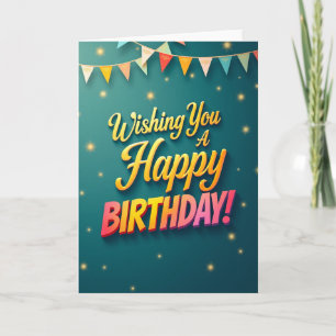 Teal Birthday Starbursts Card