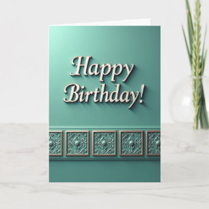 Teal Birthday Wainscot Card