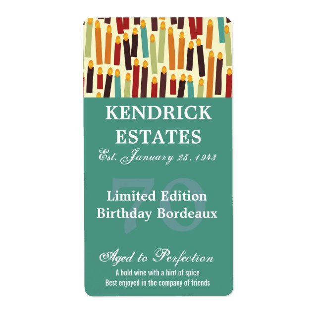 Teal Birthday Wine Label (375ml) (Front)