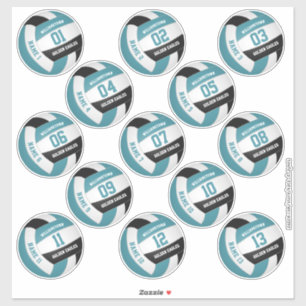 teal black 13 custom players names volleyball