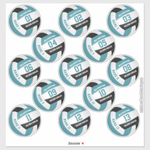 teal black 13 custom players names volleyball
