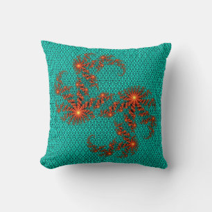 Teal Black Abstract Mandala Pattern Cushion