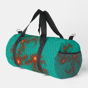 Teal Black Abstract Mandala Pattern Small Duffle Bag