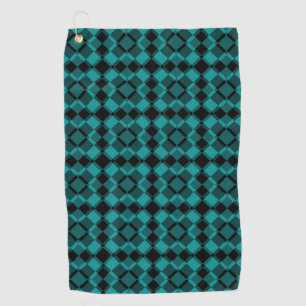 Teal Black Abstract Pattern Golf Towel