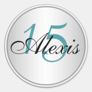 Teal, Black and Silver Quinceanera Envelope Seal