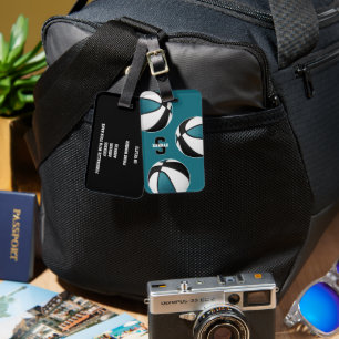 teal black basketball club travel team colours luggage tag