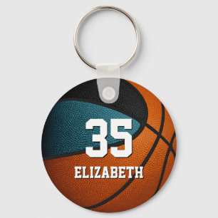 teal black basketball sports team colours  key ring