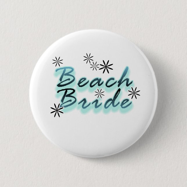Teal/Black Beach Bride 6 Cm Round Badge (Front)