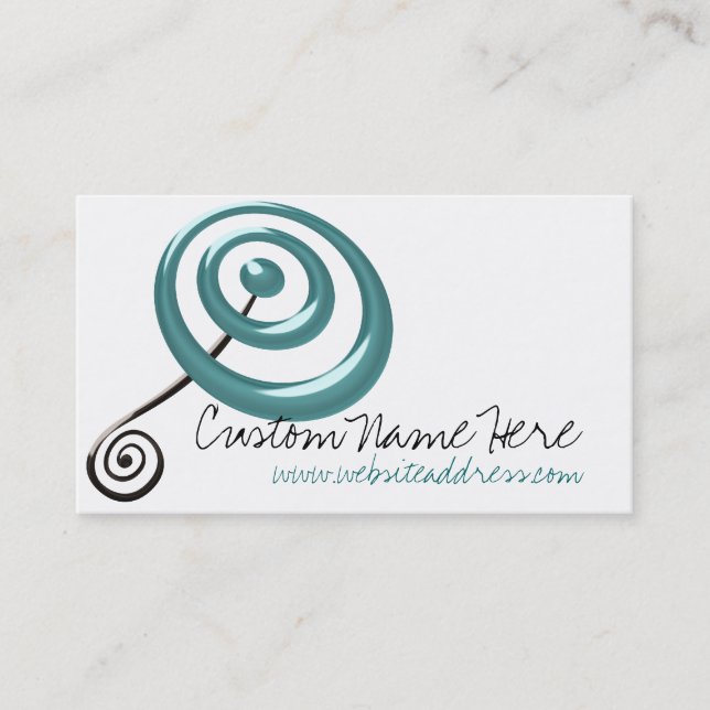 Teal & Black Bullseye and Swirl Business Card (Front)