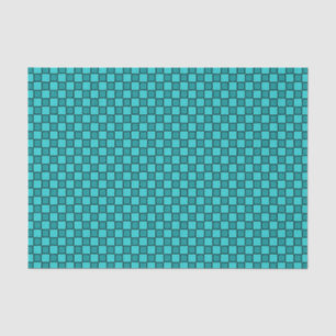 Teal Black Checkerboard Pattern Tissue Paper