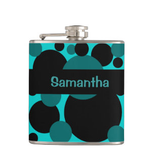 Teal black circle dots drinking flask