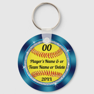 Teal Black Custom Softball Keychains 3 Text Boxes
