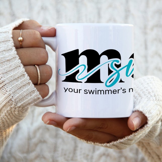 Teal  Black Custom Swim Mum Coffee Mug (Creator Uploaded)