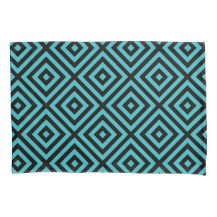 Teal Black Diamond Pattern Pillowcase