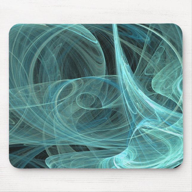 Teal & Black Fractal Mousepad (Front)